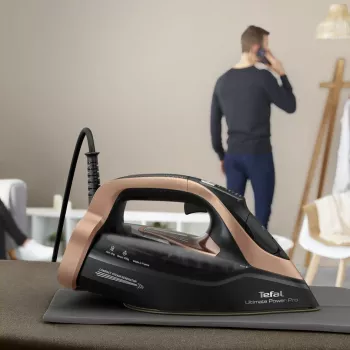 Tefal Ultimate Power Pro FV9E50 Plancha en seco y de vapor suela Durilium AirGlide Autoclean 3200 W negro, cobre