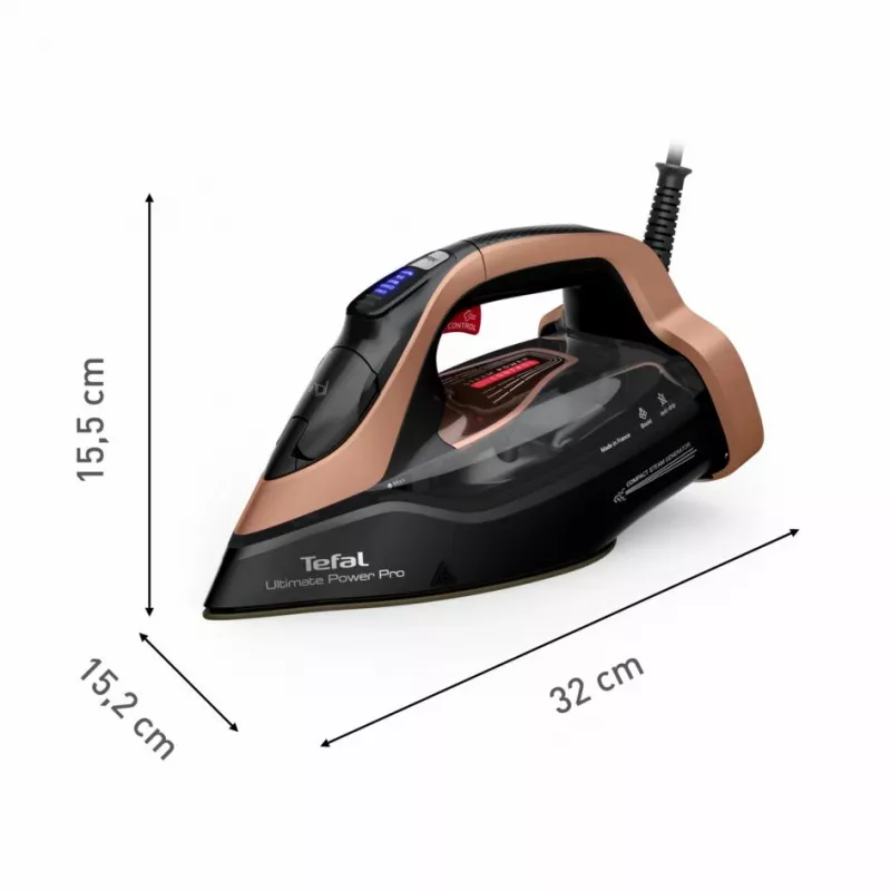 Tefal Ultimate Power Pro FV9E50 Plancha en seco y de vapor suela Durilium AirGlide Autoclean 3200 W negro, cobre
