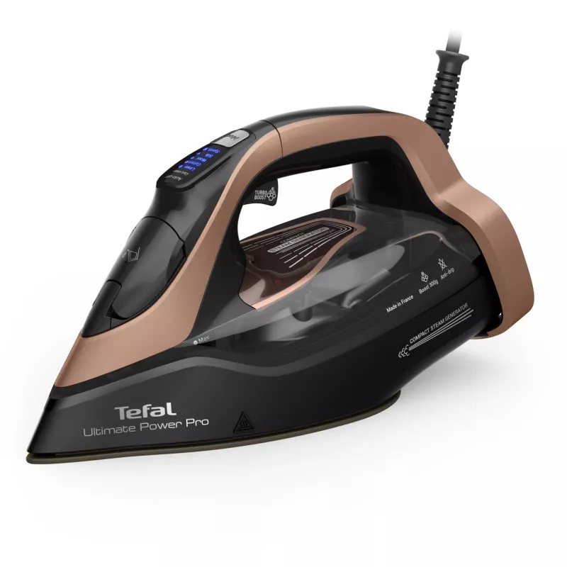Tefal Ultimate Power Pro FV9E50 Plancha en seco y de vapor suela Durilium AirGlide Autoclean 3200 W negro, cobre