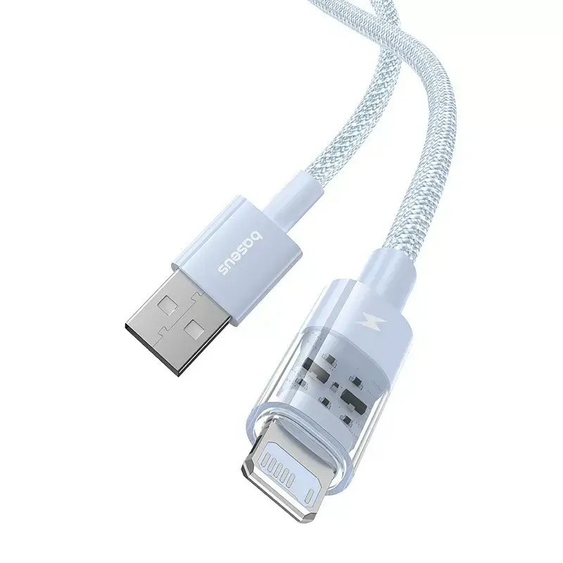 Cable USB Baseus Gem P10373003311-01 — 2 m, 2,4 A, Lightning a USB-A, revestimiento de nailon, azul