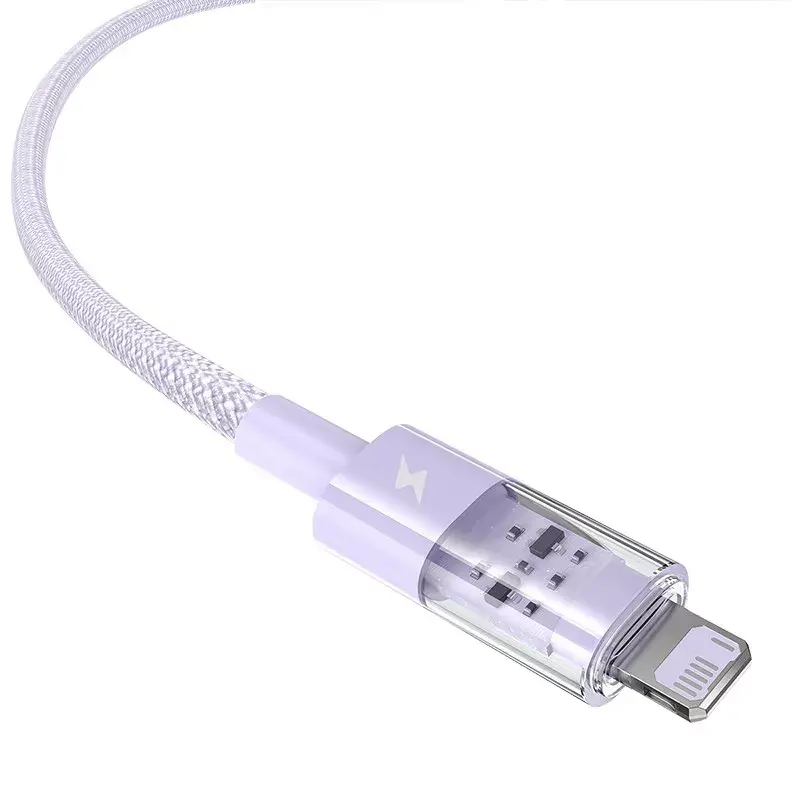 Cable de carga USB Baseus Gem P10373003511-01 — 2 m, 2,4 A, USB-A a Lightning, violeta
