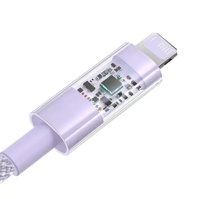 Cable de carga USB Baseus Gem P10373003511-01 — 2 m, 2,4 A, USB-A a Lightning, violeta