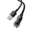 Cable de carga USB Baseus Gem P10373003111-00, 1 m, 2,4 A, revestimiento de nailon, Lightning, USB-A, Negro