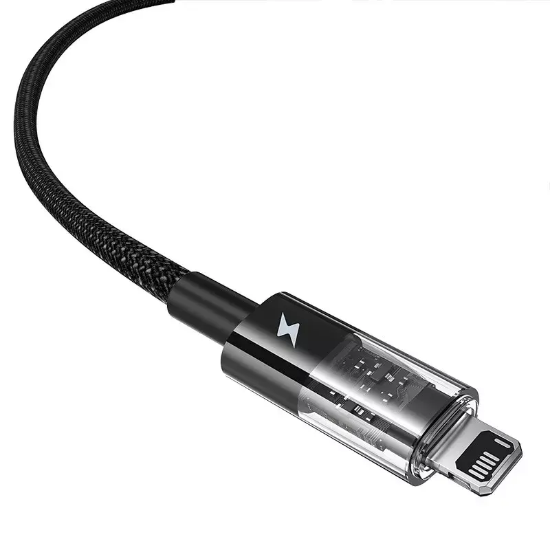 Cable de carga USB Baseus Gem P10373003111-00, 1 m, 2,4 A, revestimiento de nailon, Lightning, USB-A, Negro