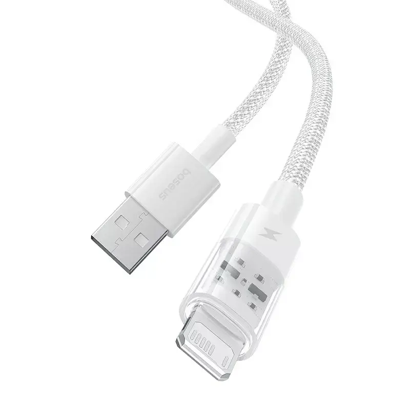 Cable de carga USB Baseus Gem P10373003211-00, 1 m, 2,4 A, Lightning/USB-A, Blanco, revestimiento de nailon