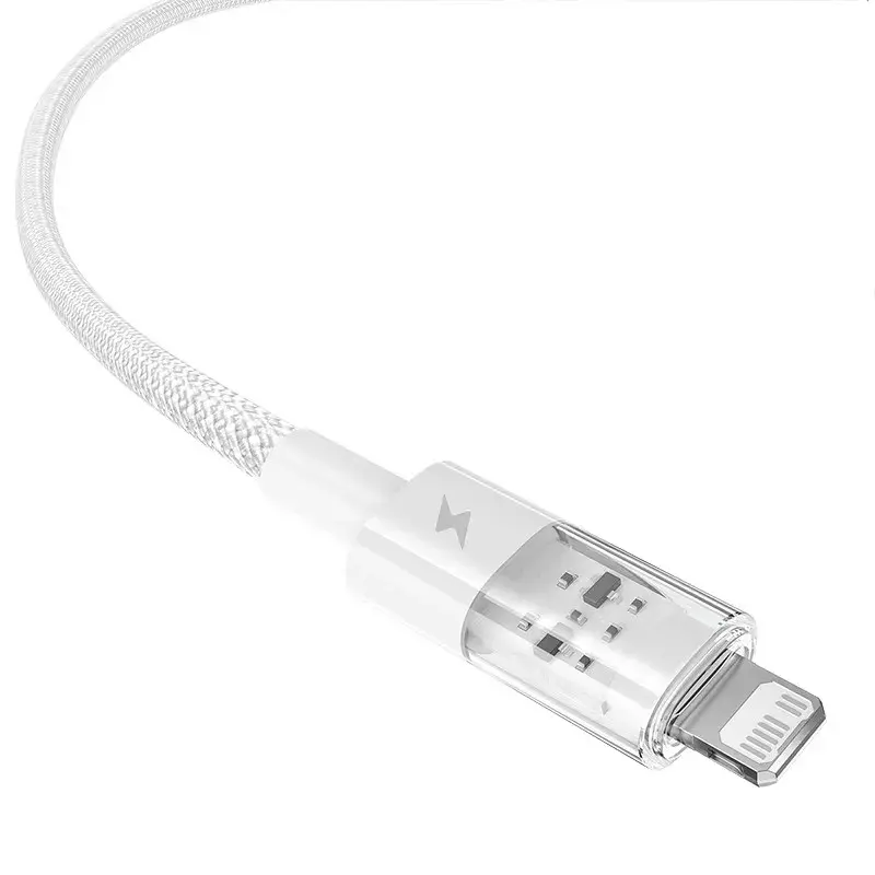 Cable de carga USB Baseus Gem P10373003211-00, 1 m, 2,4 A, Lightning/USB-A, Blanco, revestimiento de nailon