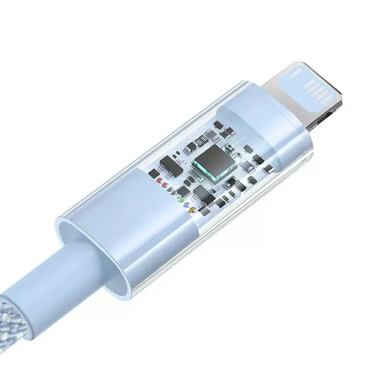 Cable USB Baseus Gem P10373003311-00 — 1 m, carga rápida 2,4 A, Lightning/USB-A, azul, revestimiento de nailon