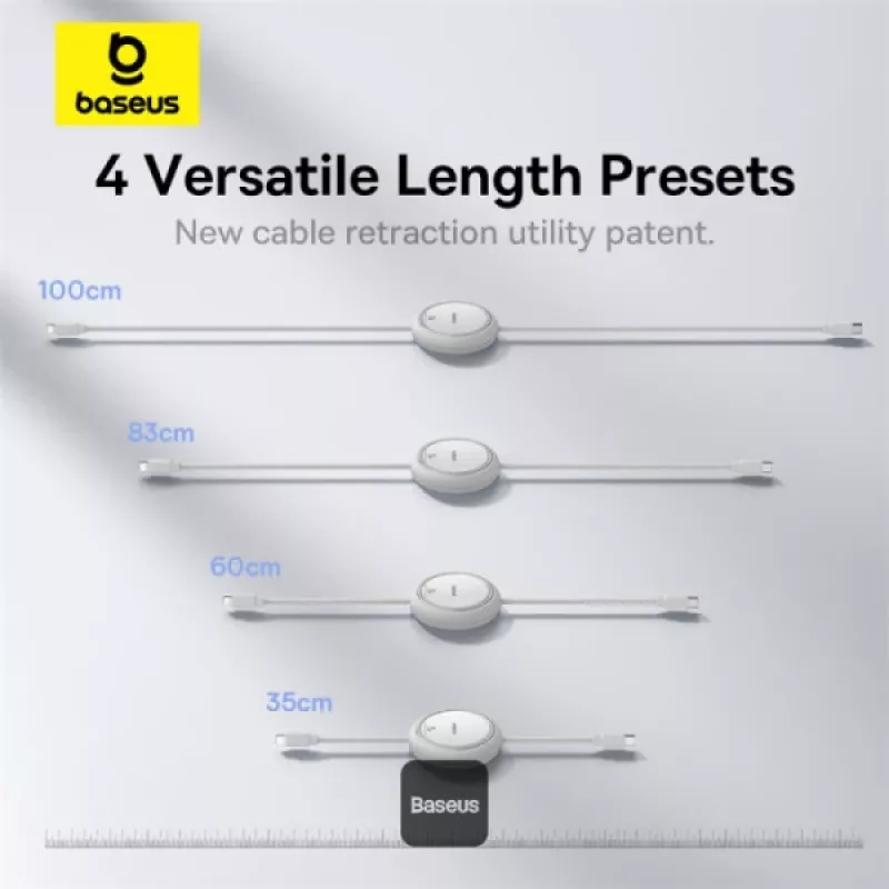 Cable de carga rápida USB C a Lightning Baseus Free2pull Expandable 1 m 20 W blanco