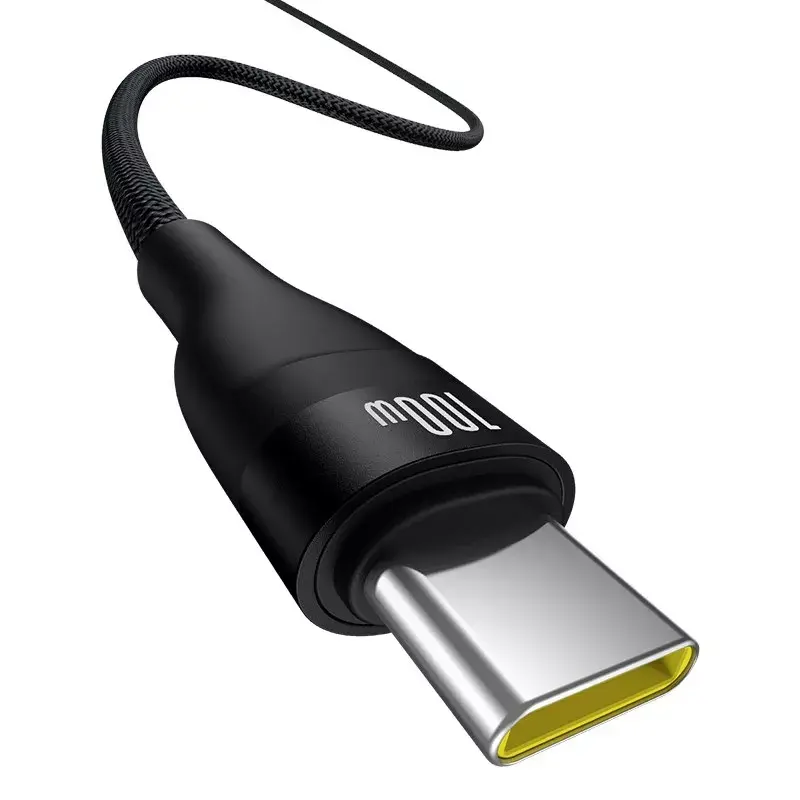 Cable USB-A a USB-C Baseus Flash 2 1 m 100W negro, USB PD, 480 Mbit/s, nailon