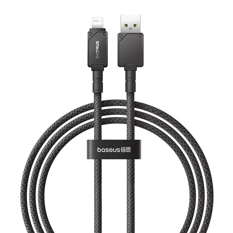 Cable USB-A a Lightning Baseus P10355802111-00 — 1 m, 5V/2.4A, USB PD, fibra aramida, negro