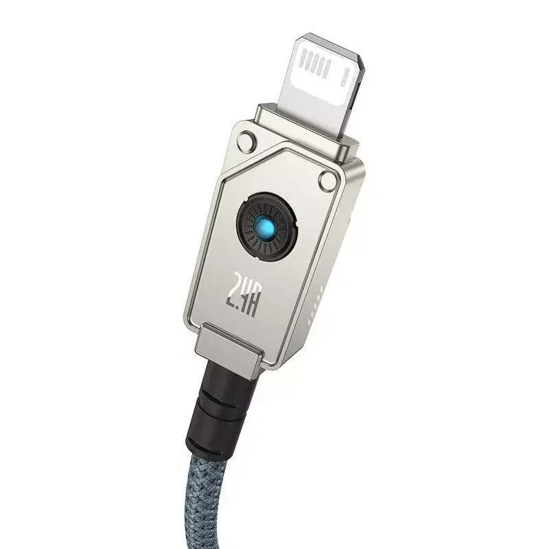 Cable USB-A a Lightning Baseus 1 m 5 V 2,4 A blanco, USB PD, 480 Mbit/s