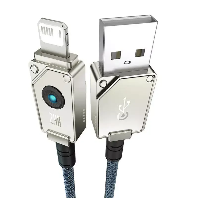Cable USB-A a Lightning Baseus 1 m 5 V 2,4 A blanco, USB PD, 480 Mbit/s