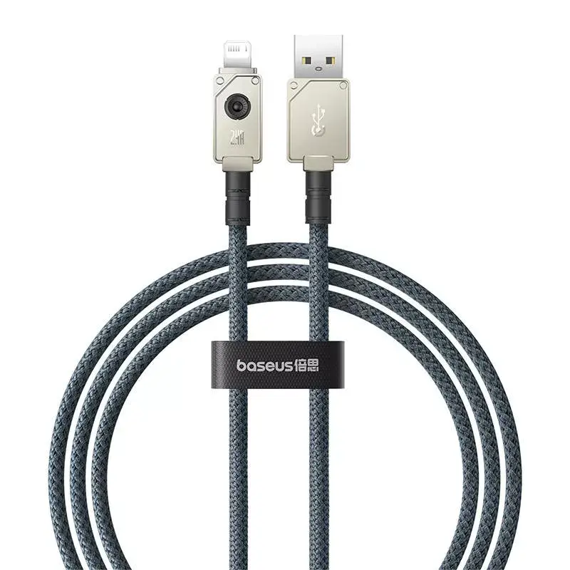 Cable USB-A a Lightning Baseus 1 m 5 V 2,4 A blanco, USB PD, 480 Mbit/s
