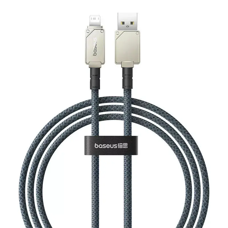 Cable USB-A a Lightning Baseus 1 m 5 V 2,4 A blanco, USB PD, 480 Mbit/s