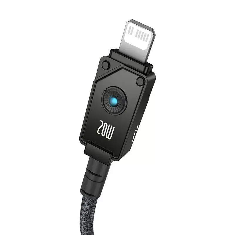 Cable USB-C a Lightning Baseus Unbreakable 1 m 20W — fibra aramida, 480 Mbit/s, negro