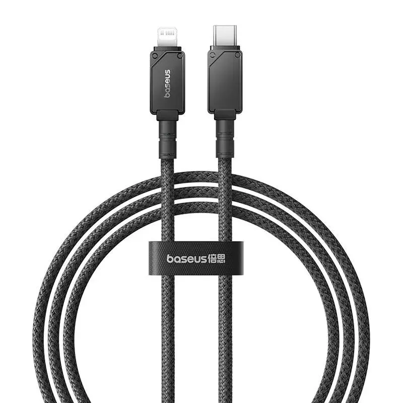 Cable USB-C a Lightning Baseus Unbreakable 1 m 20W — fibra aramida, 480 Mbit/s, negro