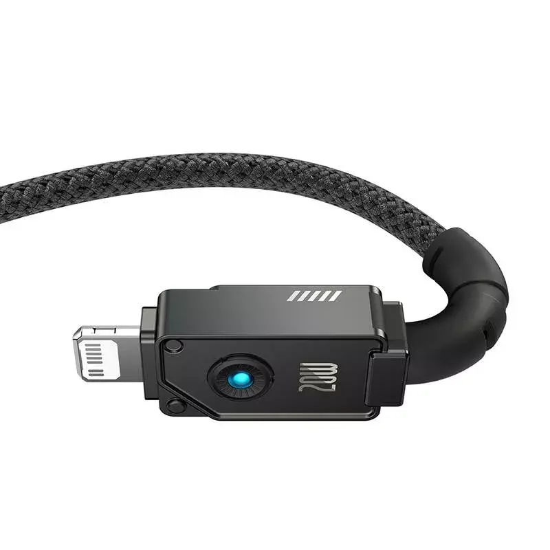 Cable USB-C a Lightning Baseus Unbreakable 1 m 20W — fibra aramida, 480 Mbit/s, negro