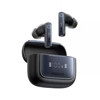 Auriculares inalámbricos True Wireless Baseus 35 True — Bluetooth 5.3, ANC, 8 h de reproducción (ANC desactivado), 65 h con estuche de carga, estuche de carga 800 mAh, USB-C, negro