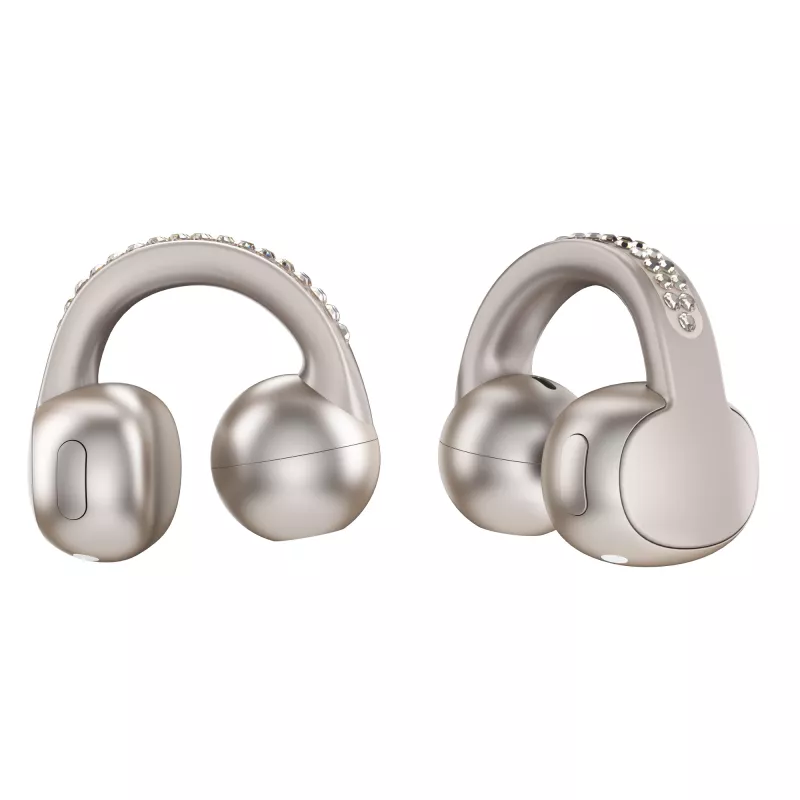 Headset Motorola Moto Buds Loop Bluetooth ear-clip-on binaural, Dolby Atmos, Bluetooth 5.0, ANC, 8 h de reproducción, estuche de carga 520 mAh, beige