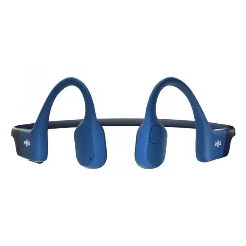 Auriculares deportivos inalambricos con banda para cuello Shokz OpenRun — conduccion osea, Bluetooth, 20–20000 Hz, 33 m, azul