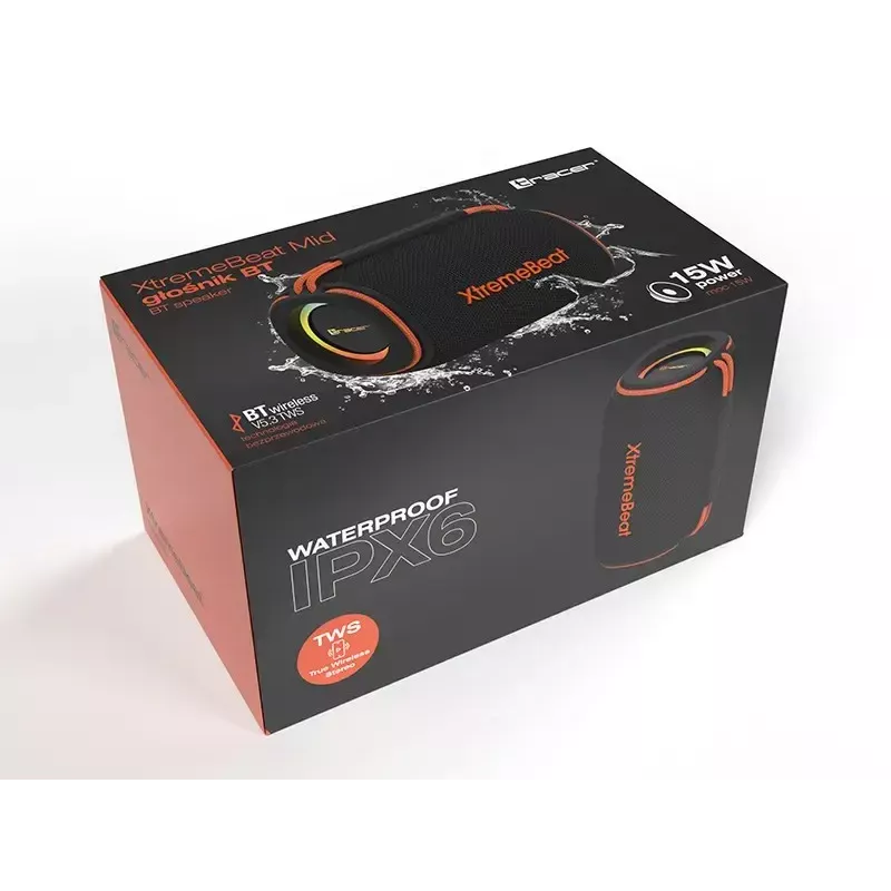 Altavoz portatil estereo TRACER XtremeBeat TWS — 15 W, IPX6, Bluetooth 5.3, 6 h, AUX/USB, microfono