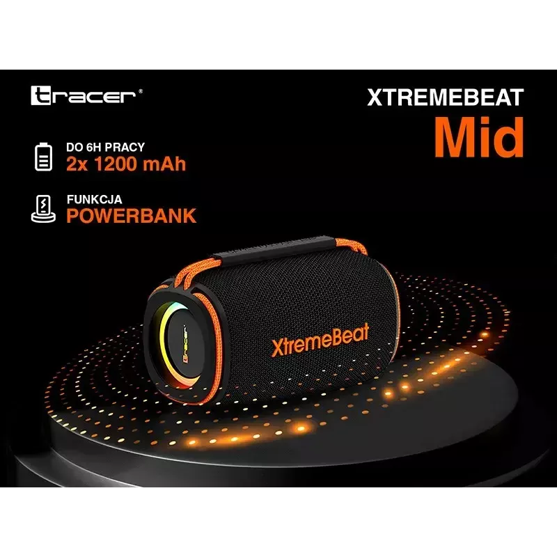 Altavoz portatil estereo TRACER XtremeBeat TWS — 15 W, IPX6, Bluetooth 5.3, 6 h, AUX/USB, microfono