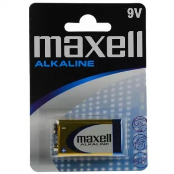 Pila desechable alcalina 9V MAXELL, 1,5 V, prismática 9V, 1 ud., envase blíster