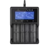 Cargador XTAR VC4SL para celdas Li-Ion, Ni-MH, Ni-Cd – 4 bahías, alimentación DC, compatible con 18650 y otras pilas cilíndricas, negro