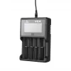 Cargador XTAR VC4SL para celdas Li-Ion, Ni-MH, Ni-Cd – 4 bahías, alimentación DC, compatible con 18650 y otras pilas cilíndricas, negro