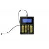 Cargador XTAR VC4SL para celdas Li-Ion, Ni-MH, Ni-Cd – 4 bahías, alimentación DC, compatible con 18650 y otras pilas cilíndricas, negro