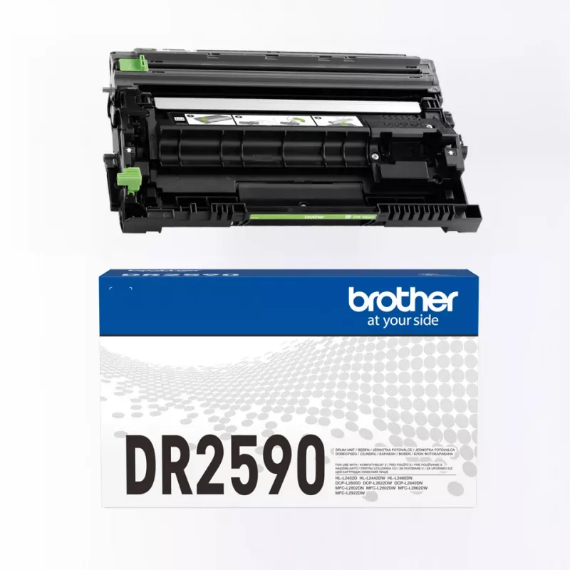 Unidad de tambor Brother DR-2590 original negra para impresora láser, 15.000 páginas de rendimiento, 1 ud.