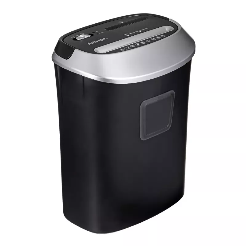 Activejet ASH-1201D trituradora de papel, P-3, 12 hojas, 25 l, fragmentos de 5x38 mm, negro/plateado