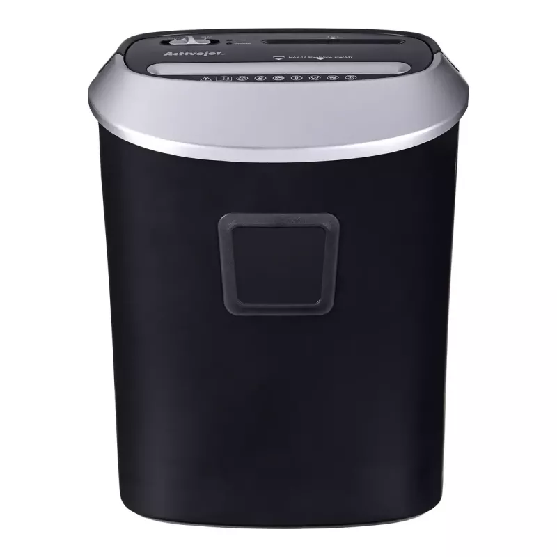 Activejet ASH-1201D trituradora de papel, P-3, 12 hojas, 25 l, fragmentos de 5x38 mm, negro/plateado