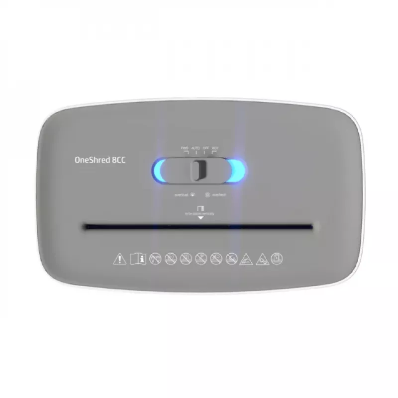 HP OneShred 8CC 2801 trituradora de papel, microcorte 5x18 mm, P-4, 8 hojas, 15 l, 68 dB, gris claro