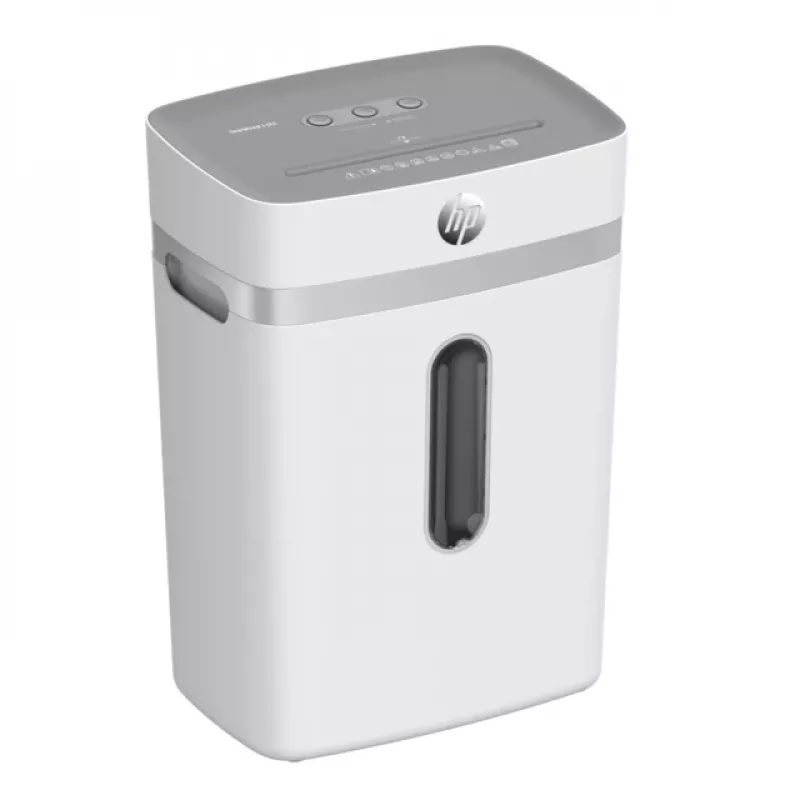 Destructora de papel HP OneShred 12CC corte en partículas P-4 capacidad 12 hojas ancho 22 cm cesta 23 L 4×35 mm 65 dB blanca