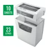 Leitz IQ Home Office P4 trituradora de papel, corte en partículas, 22 cm, 4 x 28 mm, 10 hojas, 23 l, blanco