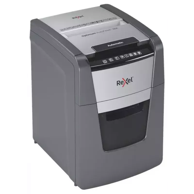 Destructora de papel Rexel AutoFeed+ 90X corte cruzado 55 dB negra, gris