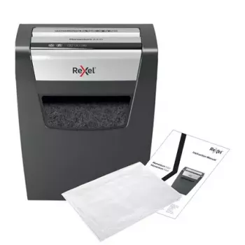 Destructora de papel REXEL Momentum X410 — corte en partículas P-4, 4 x 28 mm, capacidad 10 hojas, cesta 23 litros, antiatascos