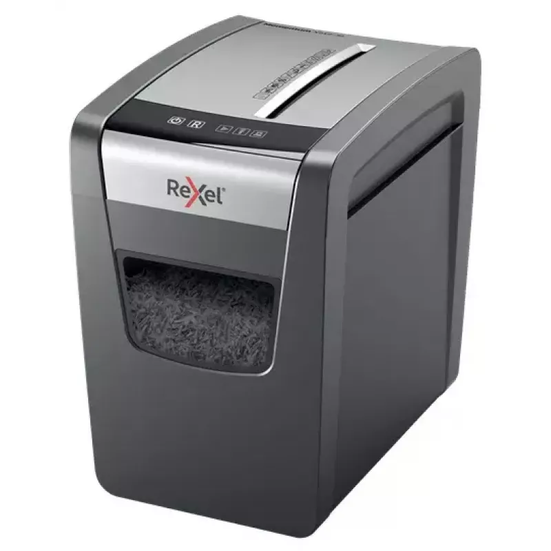 Destructora de papel REXEL Momentum X312-SL – corte en partículas 5 x 42 mm, capacidad 12 hojas, cesta 23 L, control por botones