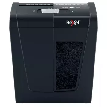 Destructora de papel REXEL Secure S5 — corte en tiras, capacidad 5 hojas, corte 6 mm, depósito 10 L, seguridad P-2, negra