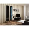 Vitrina Cama Meble VIGO 180 de pared con puertas de cristal 1800×400×300 mm blanco/negro brillo