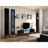 Vitrina Cama Meble VIGO 180 de pared con puertas de cristal 1800×400×300 mm blanco/negro brillo