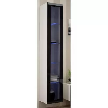 Vitrina Cama Meble VIGO 180 de pared con puertas de cristal 1800×400×300 mm blanco/negro brillo