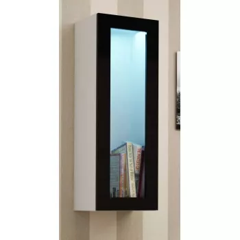 Vitrina Cama Meble VIGO 90 — vitrina de cristal de pared 90×350×320 mm blanco/negro brillo