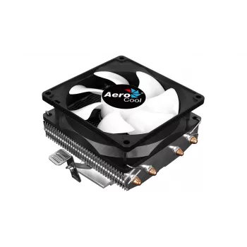 Ventilador de CPU AEROCOOL Air Frost 4 — 4 heatpipes, ventilador de 90 mm, TDP 125 W, aletas de aluminio, negro