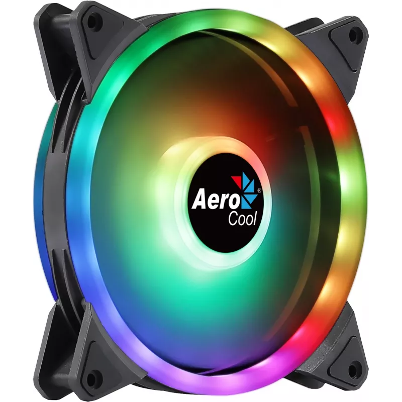 Ventilador de PC Aerocool DUO14 14cm ARGB LED doble anillo antivibración 6-Pin negro
