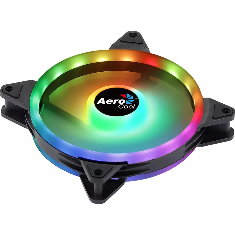 Ventilador de PC Aerocool DUO14 14cm ARGB LED doble anillo antivibración 6-Pin negro
