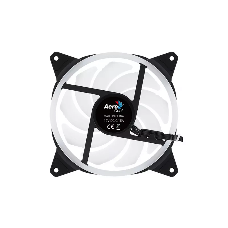 Ventilador de PC Aerocool DUO14 14cm ARGB LED doble anillo antivibración 6-Pin negro