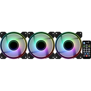 Kit Aerocool MIRAGE12PRO 3xFan PC 12cm ARGB 6 Pins Hub Silent negro
