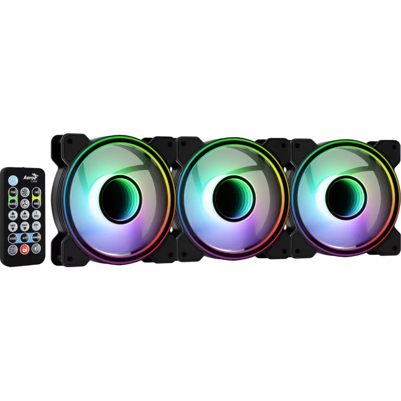 Kit Aerocool MIRAGE12PRO 3xFan PC 12cm ARGB 6 Pins Hub Silent negro